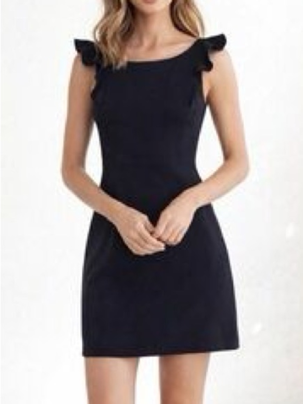Club Monaco Navy Dress with Ruffle Sleeves